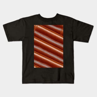 Dark Brown Leather Stripes, natural and ecological leather print #72 Kids T-Shirt